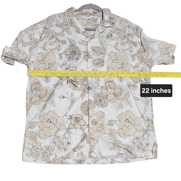 ABERCROMBIE & FITCH Button Down Shirt Mens Large Beige Floral Coastal Tropical - Picture 7 of 7